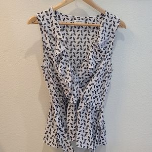 Umbrella print ruffle wrap top only